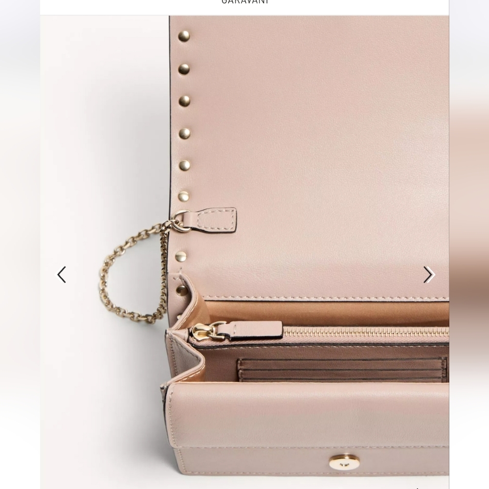 New- Valentino Garavani Rockstud Calfskin Chain Bag In Poudre - Picture 12 of 16